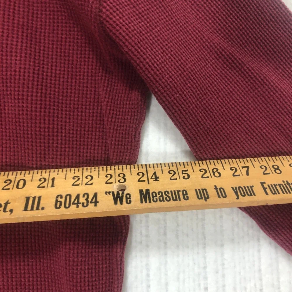 Polo Ralph Lauren Mens Large Burgundy Waffle Knit Thermal Long Sleeve Shirt L